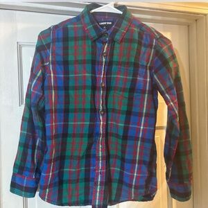 Lands End boys long sleeve plaid button up